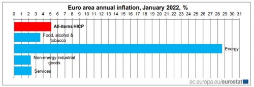Míra inflace v eurozóně v lednu nečekaně znovu na rekordu