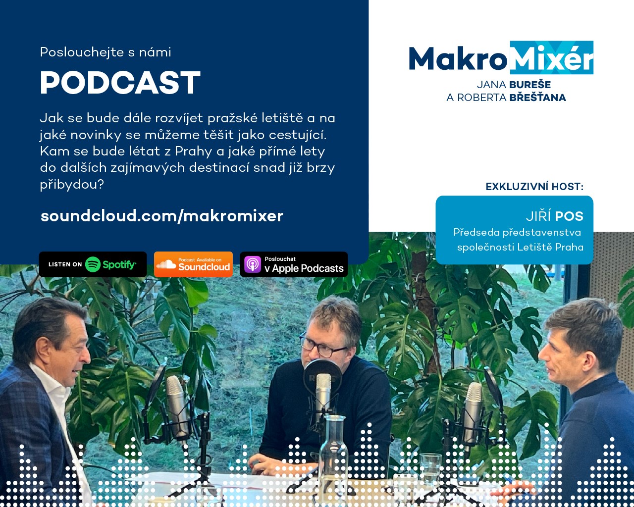 Co znamená 5 a 10 milionů cestujících a jak se zotavuje létání po covidu? Podcast MakroMixér s předsedou představenstva Letiště Praha Jiřím Posem