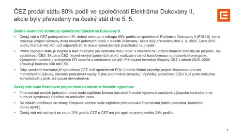 Finanční ředitel ČEZ Novák: Víme, že jsme dividendový titul. EDF učiní proti podpisu vše