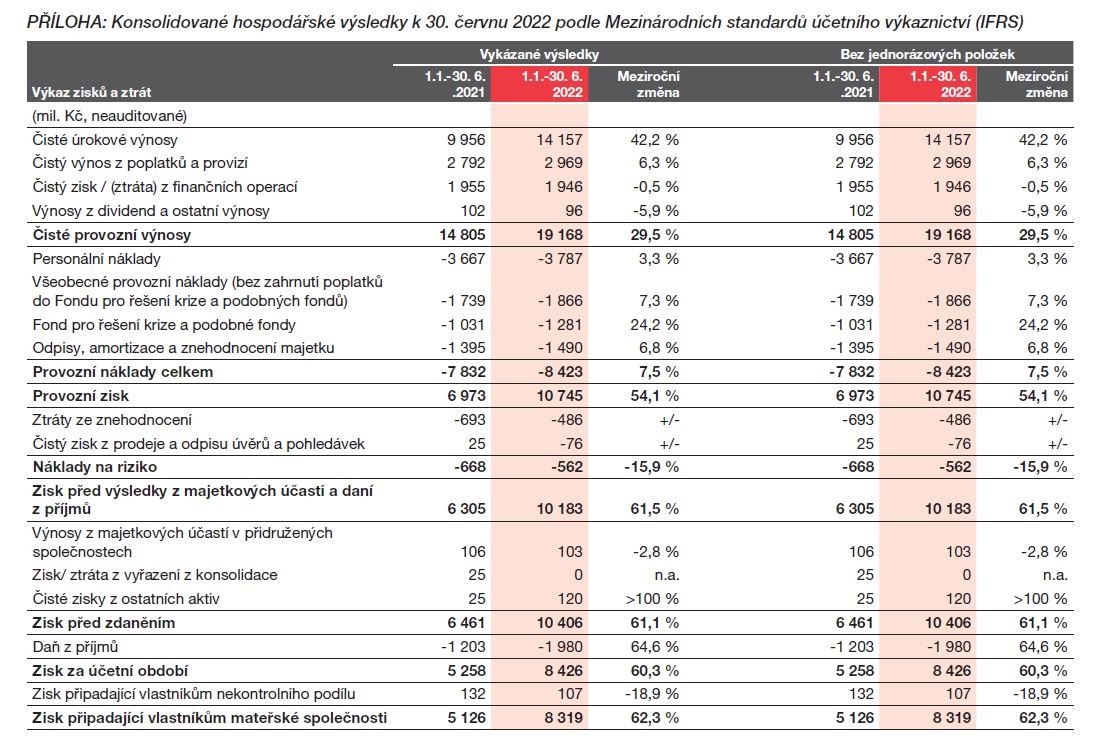Výkaz zisků a ztrát KB